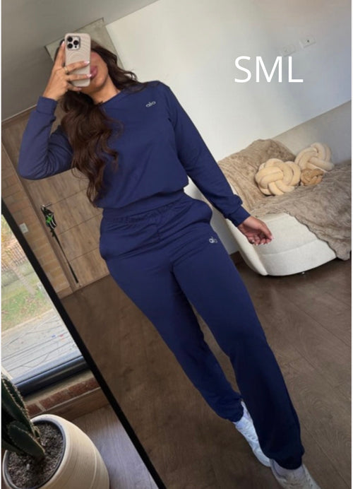 Conjunto deportivo Mujer 2 piezas básico premium suéter +jogger ajustado